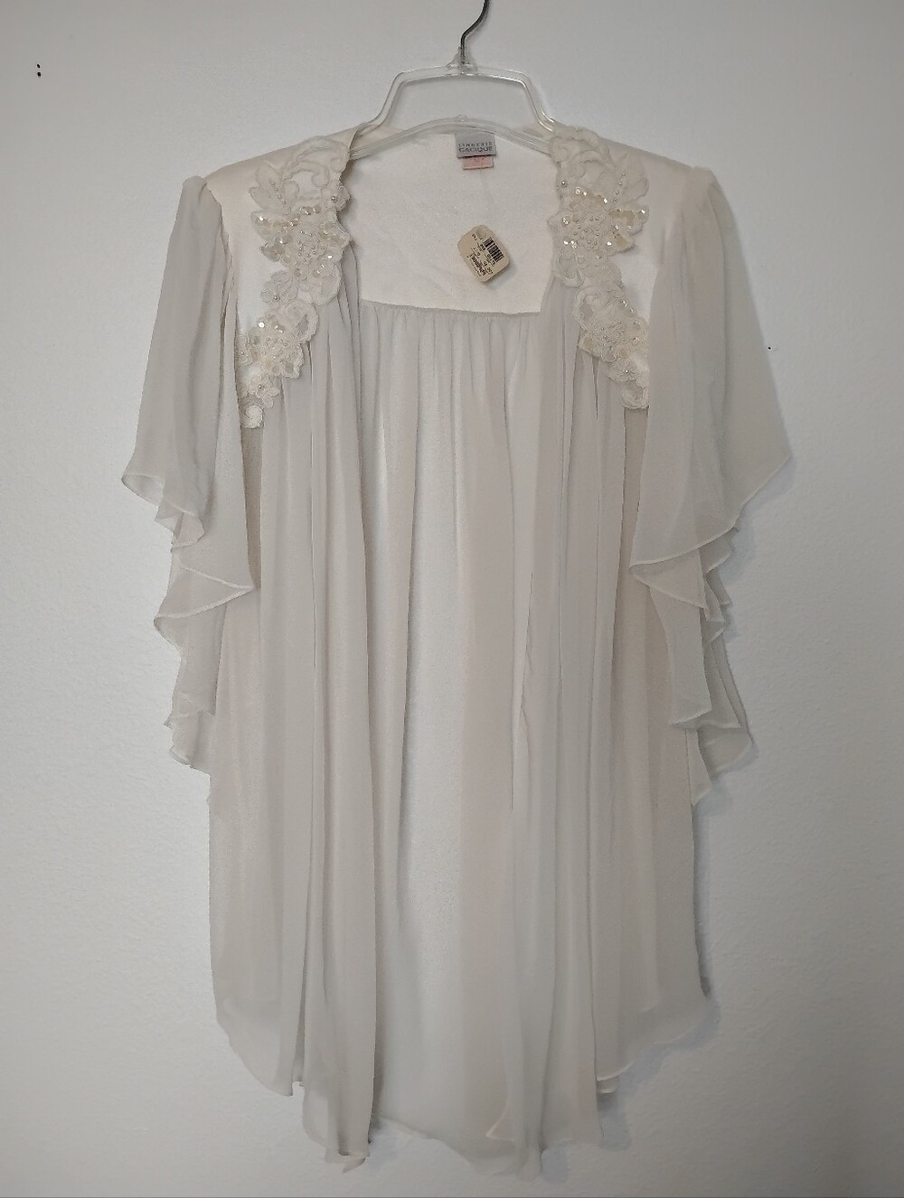 Vintage Cacique Lingerie Embellished Sheer Shawl Cover Up